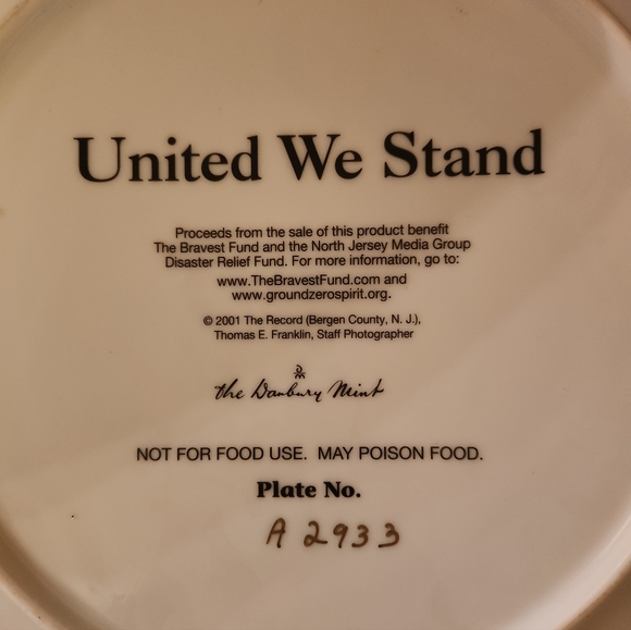 Danbury Mint United We Stand  Decorative Collector Plate No. A2933 - Picture 3 of 3